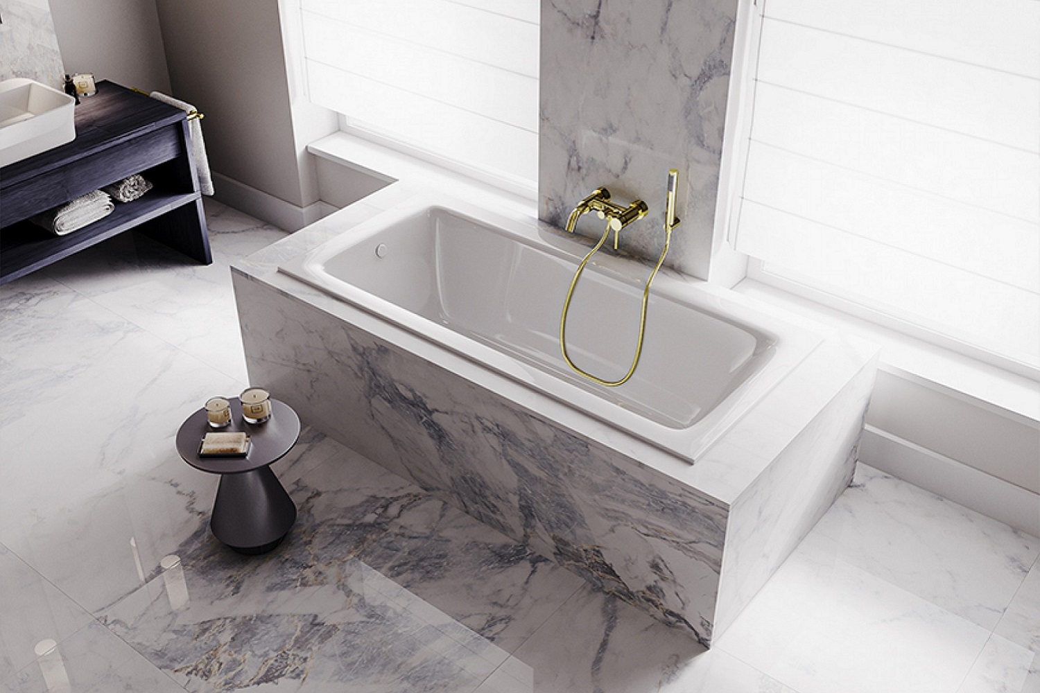 Luksusowo urządzona łazienka z wanną od Besco